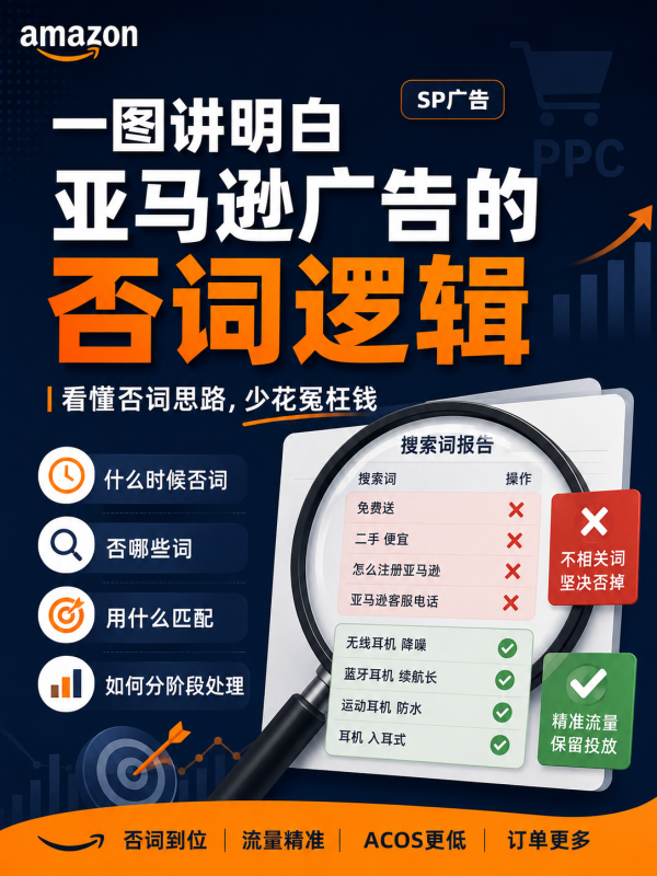 一图讲明白亚马逊广告的否词逻辑